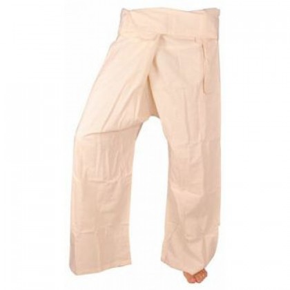 Large Fisherman Pants - White Cotton